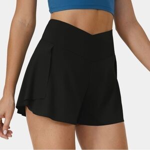 Halara In My Feels High Waisted Crossover Side Pocket Split Casual Skort